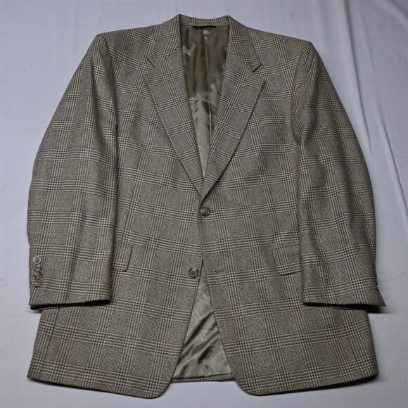 Hart Schaffner‎ Marx 42R Brown Glenn Check Flannel Sport Coat Jacket Blazer